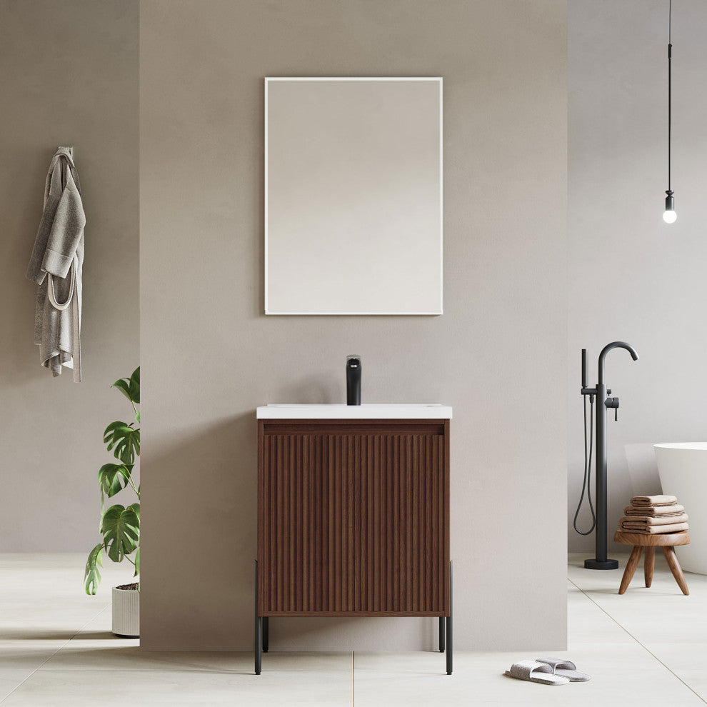 Flutie 24" Bathroom Vanity Set, Walnut