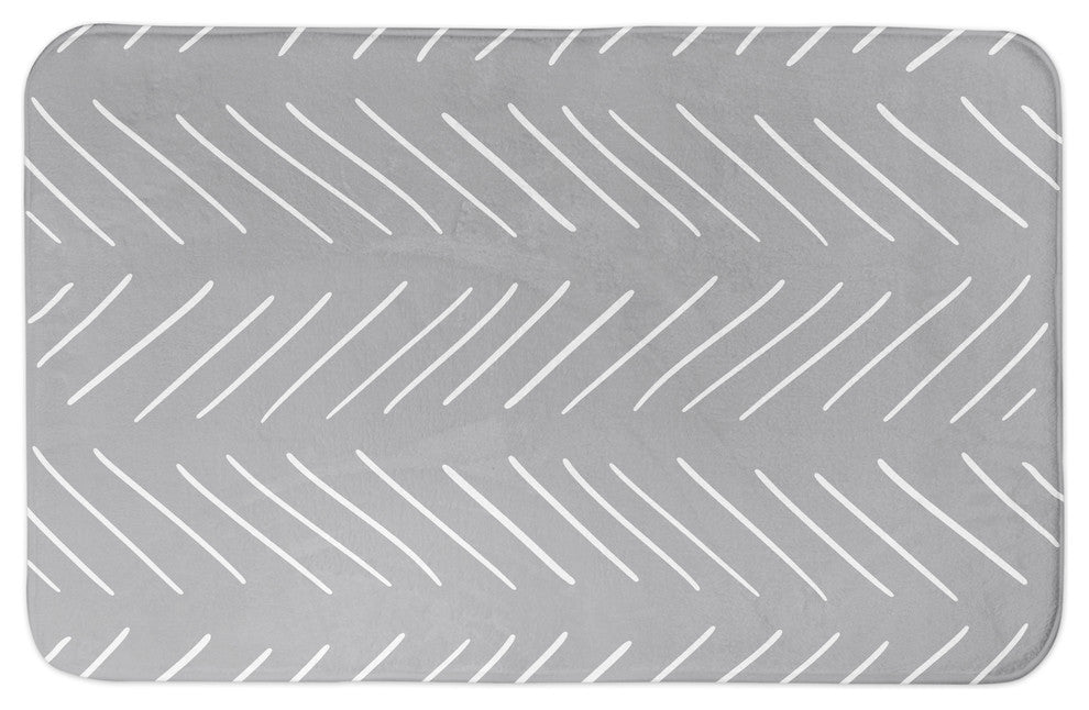 Gray and White Modern Chevron 34x21 Bath Mat