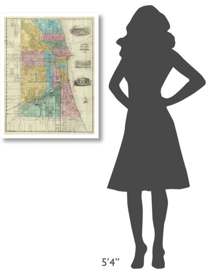 "Guide Map of Chicago, 1869" Digital Paper Print by Rufus Blanchard, 25"x32"