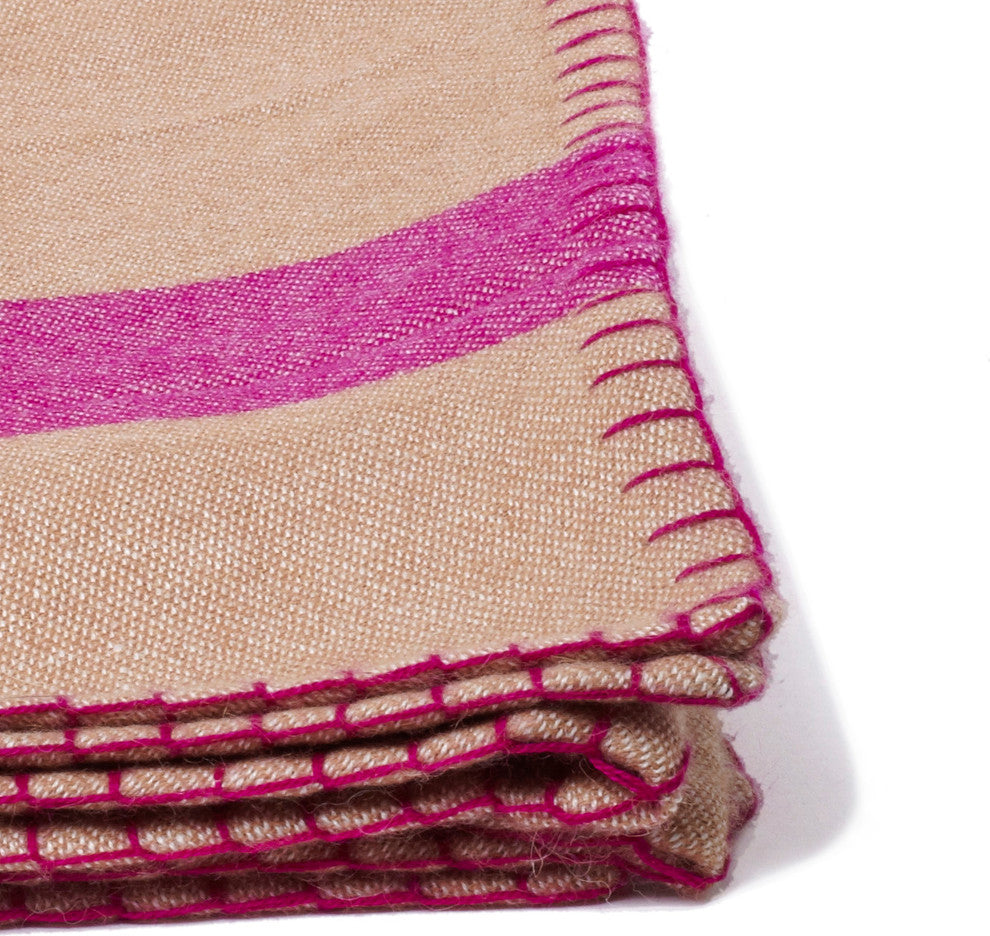 Block Stripe Throw, Camel/Peony