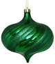 Glitter Swirl Shatterproof Onion Christmas Ornaments, Shiny Green, Set of 4