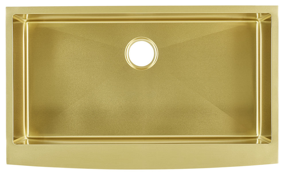 Rivage 33"x21" Stainless Steel Farmhouse Kitchen Sink, Gold
