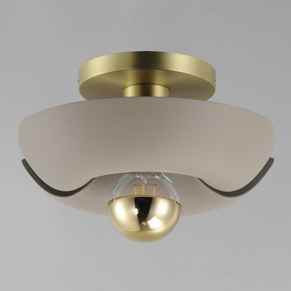 Maxim 11390 Poppy 12"W LED Semi-Flush Ceiling Fixture - Silver Gold / Satin
