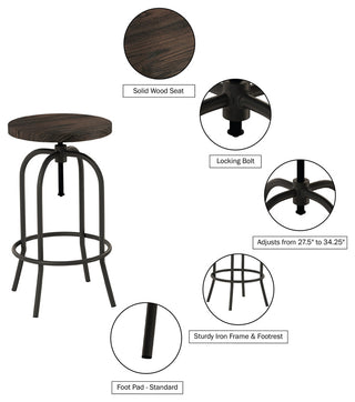 Lavish Home Swivel Bar Stool, Adjustable Rounded Frame Barstool