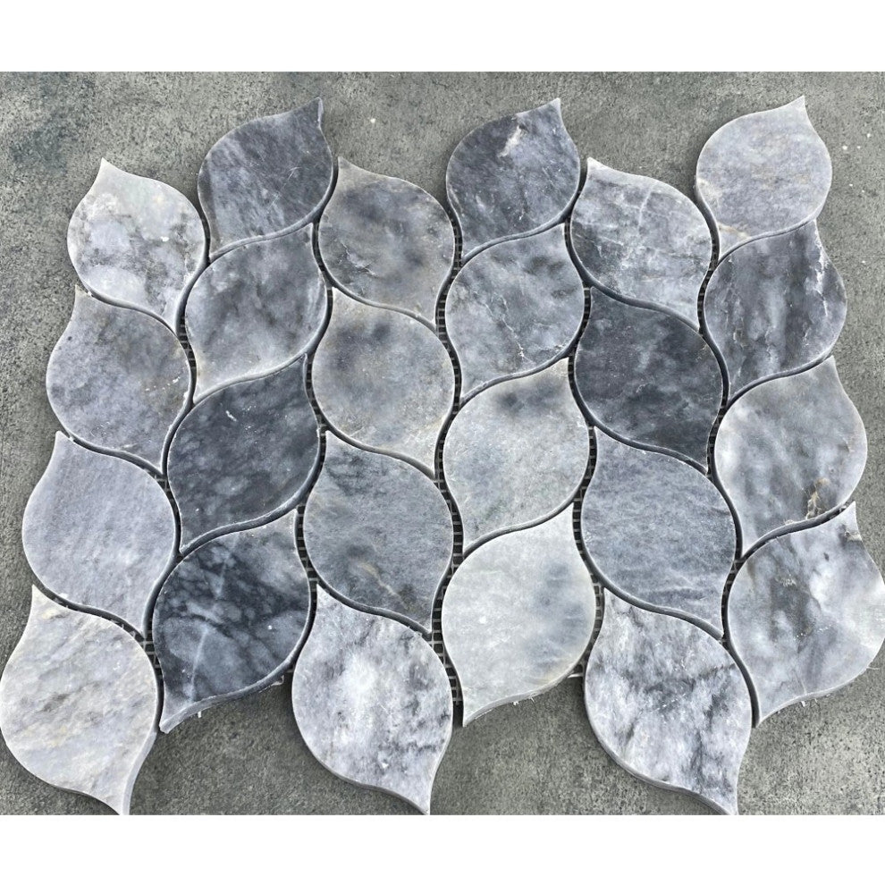 Luna Sky Marble Leaf on 12"x12" Mesh Mosaic Tile (10 sqft per box)