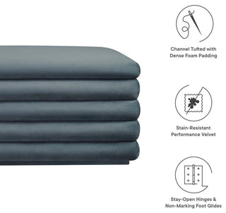 Mezzo Upholstered Performance Velvet Storage Bench