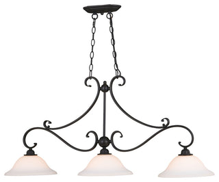 Monrovia Three Light Linear Chandelier, Oil Burnished Bronze