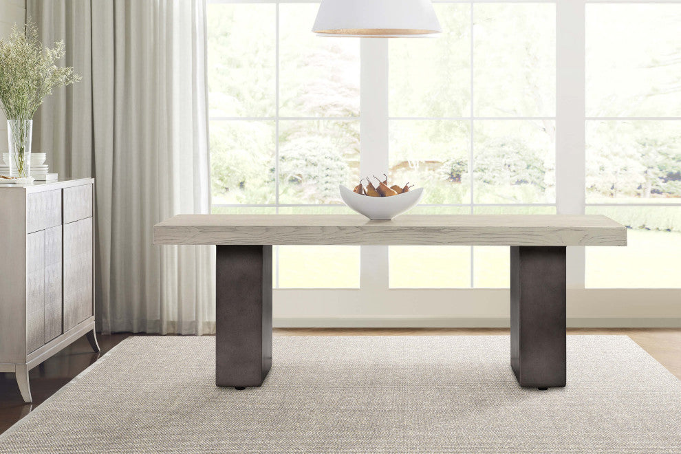 Abbey Concrete and Grey Oak Wood Dining Table