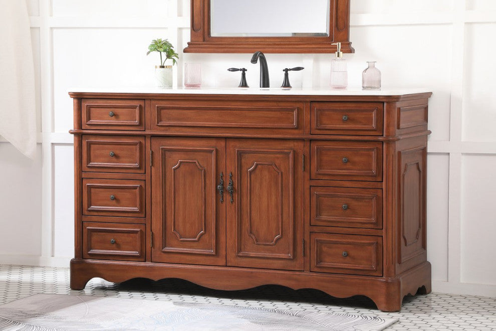Elegant VF30460TK 60"Double Bathroom Vanity, Teak