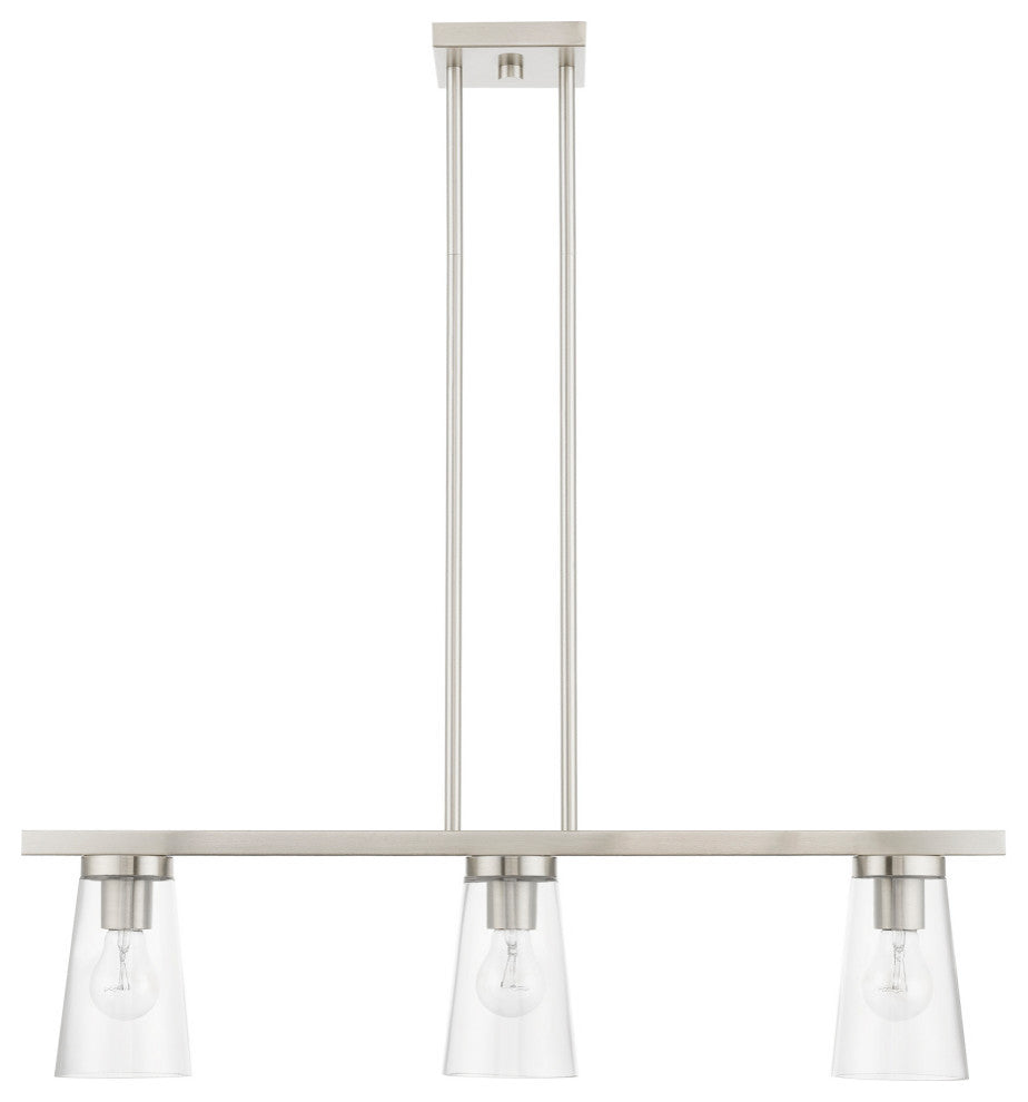 Cityview 3 Light Brushed Nickel Linear Chandelier