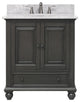 Avanity Thompson 31" Vanity, Charcoal Glaze Finish, Carrera White Marble Top