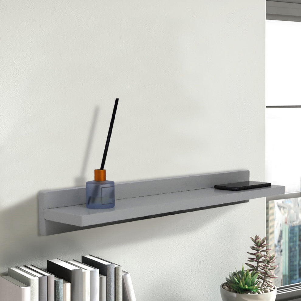 23.5" Light Gray Wireless Charging Shelf and Frameless Mirror Set