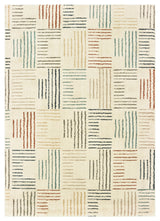 Carolina Striped Geometric Ivory/Multi Area Rug, 5'3"x7'3"