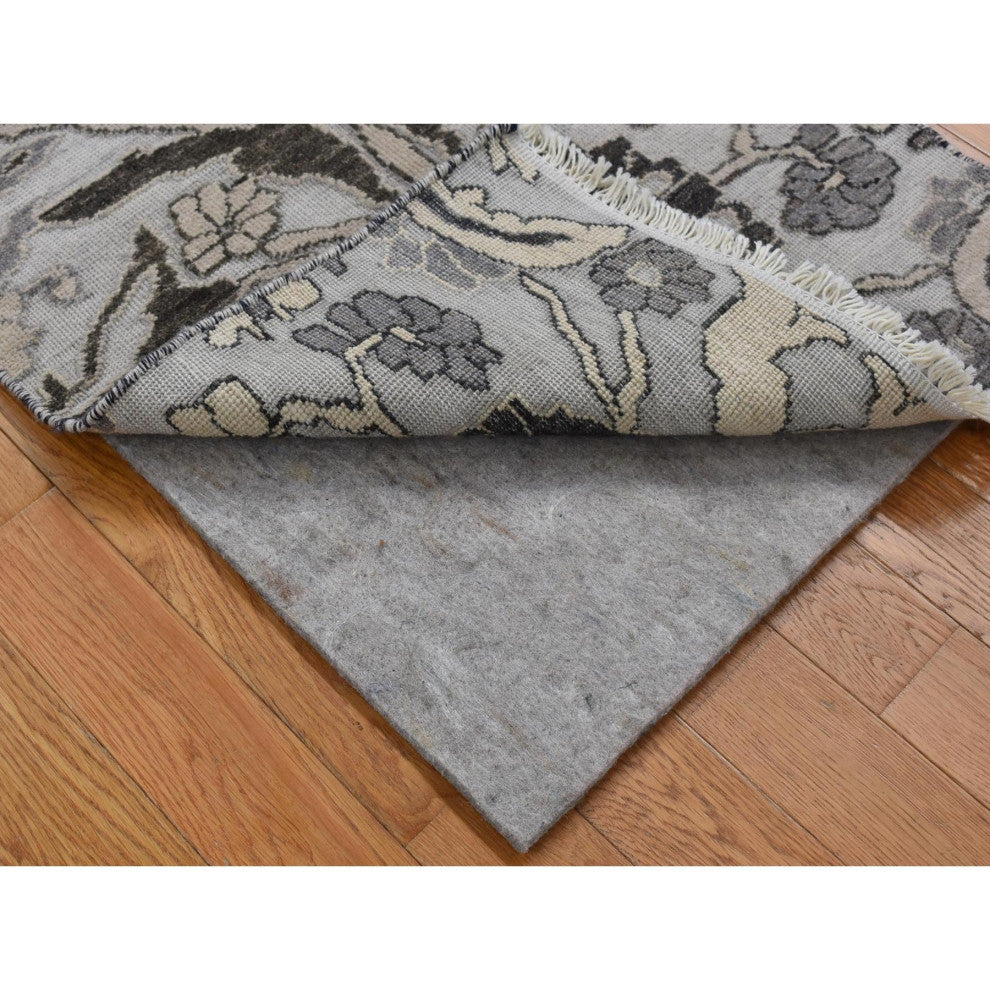 Ivory 100% Wool Hi and Lo Oushak Design Hand Knotted Oriental Rug, 2'1"x3'1"