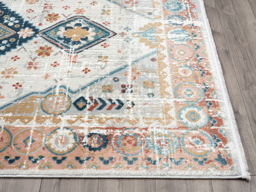 Abani Rugs Azure AZR170A Vintage Orange Ivory Diamond Area Rug
