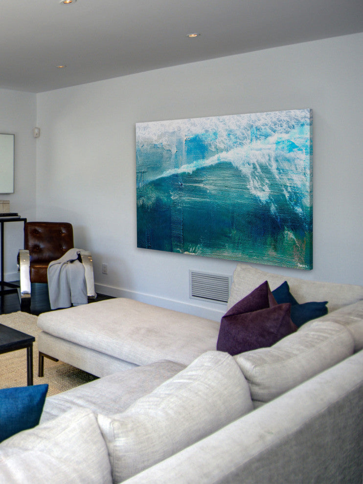 "White Splashing Surf" Painting Print on Wrapped Canvas, 30"x20"