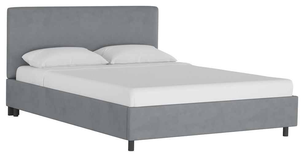 Browder Upholstered Platform Bed, Velvet Steel Gray, Full