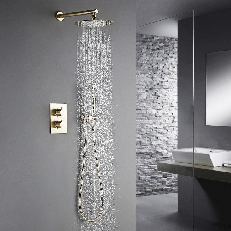 Wasser Solid Brass Complete Shower System, 12" Rain Shower Head