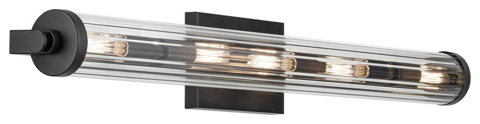 32 5-Light Linear Vanity Light With Clear Fluted Glass