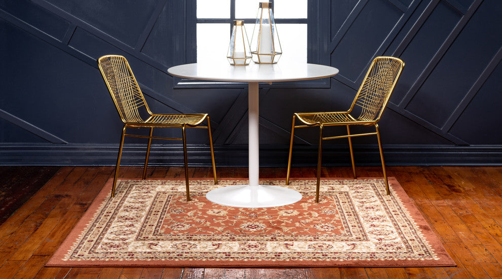 Unique Loom Brick Red St. Louis Voyage 6' 0 x 6' 0 Square Rug