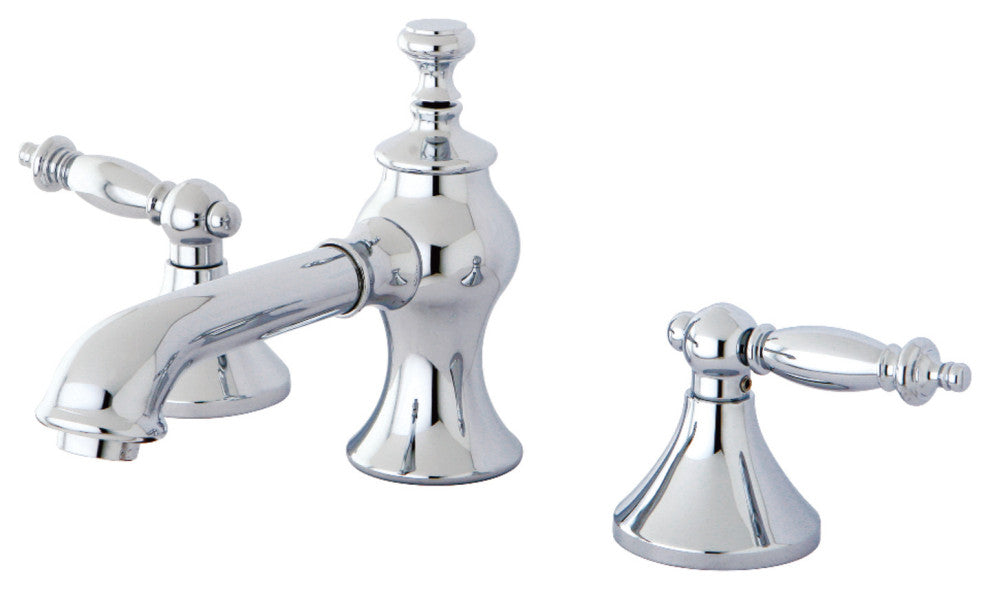 Kingston Brass Widespread Bathroom Faucet With Brass Pop-Up, Polished Chrome