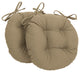 16" Solid Twill Round Tufted Chair Cushions, Set of 2, Toffee