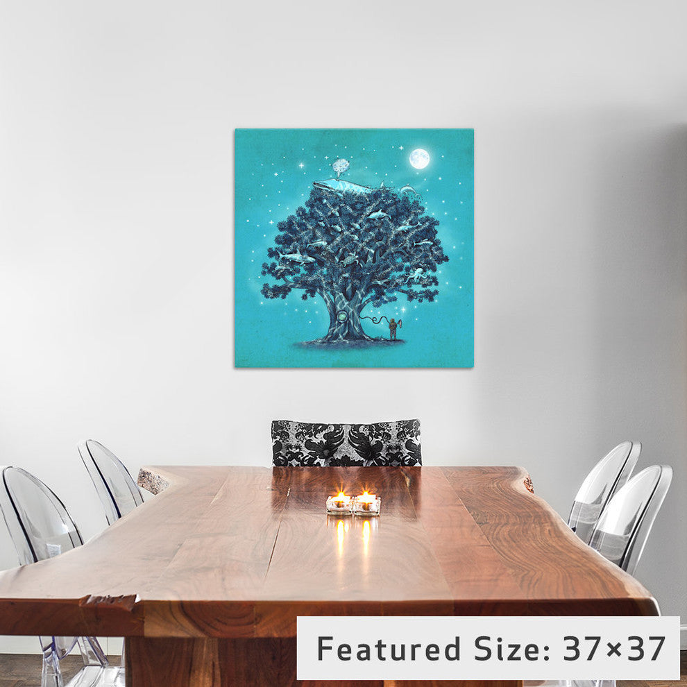 "Deep Tree Diving" by Terry Fan, 37x37x1.5