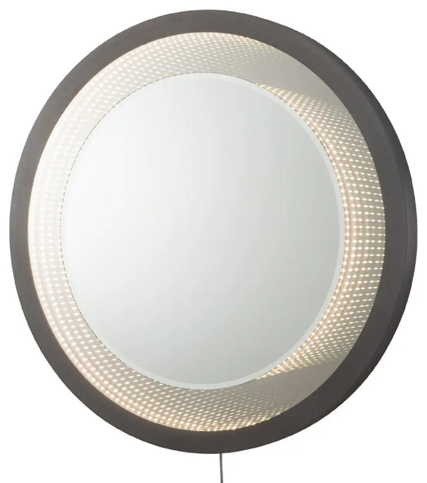 Starfall Vanishing infinity LED Round Wall Mirror in Gunmetal
