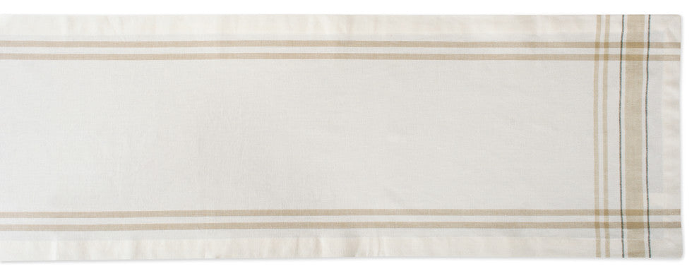 DII White Chambray French Stripe Table Runner 14"x72"