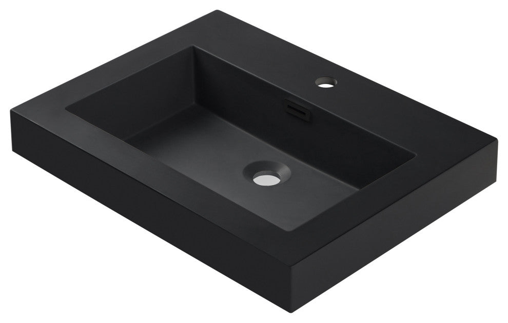 Dowell 18" FTB Resin Bathroom Vanity Basin, Black, 24wx18dx6h