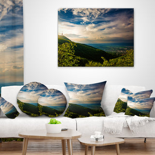 Vitosha Mountain over Sofia Bulgaria Landscape Printed Throw Pillow, 18"x18"
