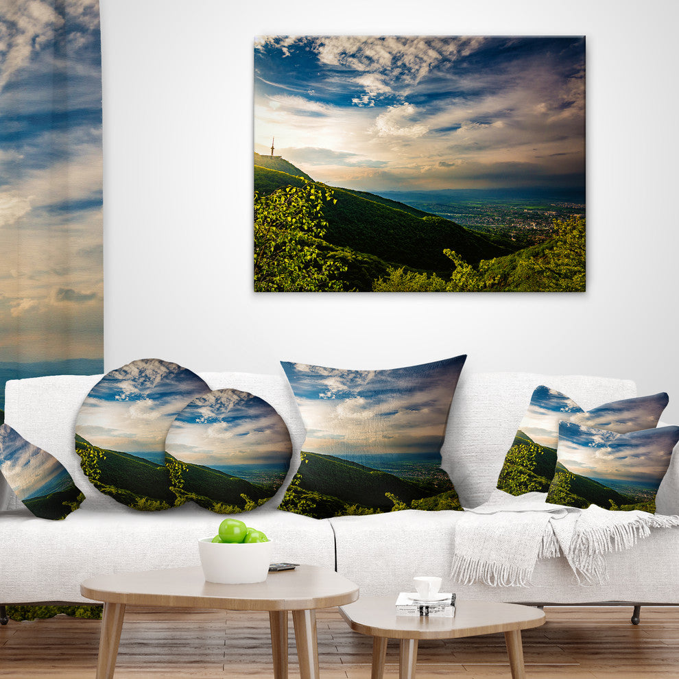 Vitosha Mountain over Sofia Bulgaria Landscape Printed Throw Pillow, 18"x18"