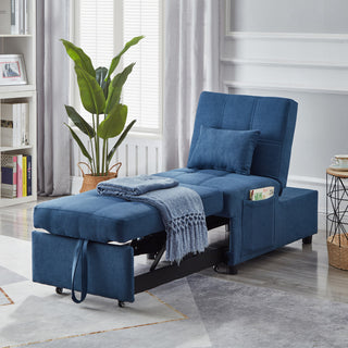 GDF Studio Sofa Bed Convertible Sleeper Chair Bed with Side Pocket, Blue