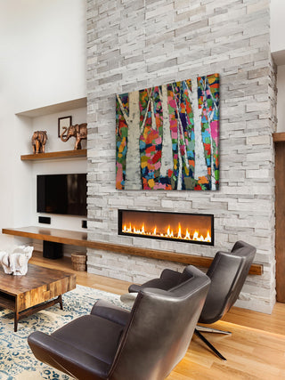 "Gray Birches" Painting Print on Wrapped Canvas, 18"x18"