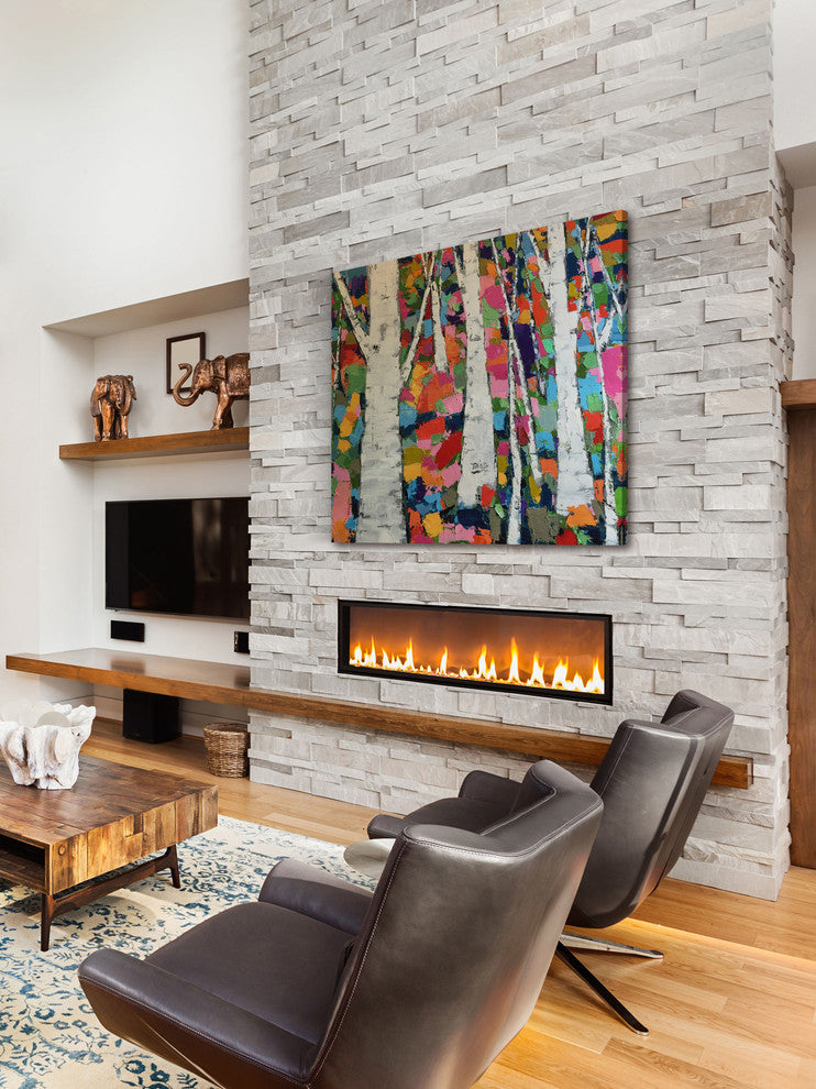 "Gray Birches" Painting Print on Wrapped Canvas, 18"x18"