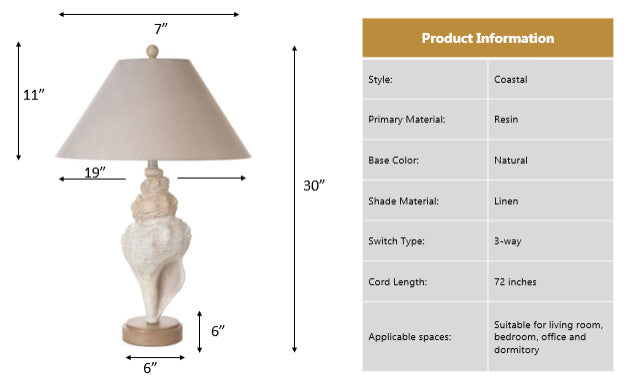 Conch 30" Seashell Coastal Table Lamp, Set of 2