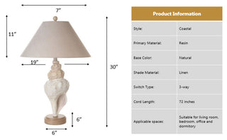 Conch 30" Seashell Coastal Table Lamp, Set of 2