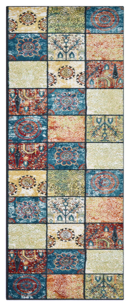 MACHINE MADE HEATSET POLYPROPYLENE AREA RUGS -Multicolor,Contemporary Design, [Runner] 3'2''x10'