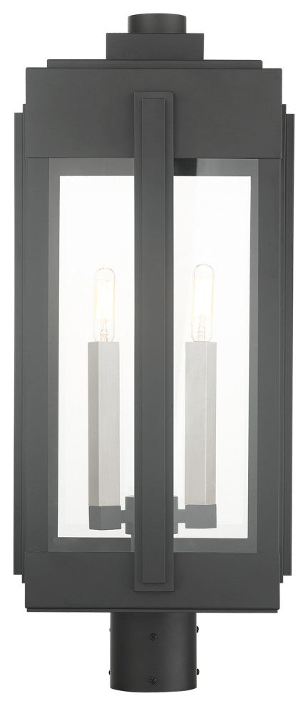 Black Art Deco, Sophisticated Outdoor Post Top Lantern