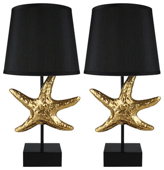 Set of 2 Starfish Table Lamps, Gold
