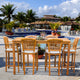 7-Piece Teak Wood Orleans Patio Bar Set, 63" Bar Table and 6 Bar Chairs