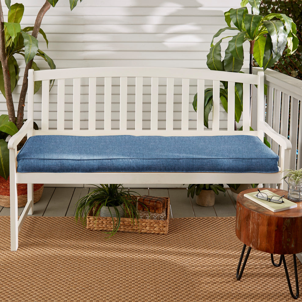 Blue Outdoor Corded Bench Cushion, 45x18x2