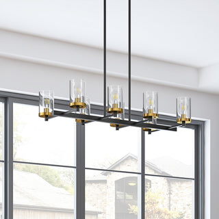 Rustic Farmhouse Matte Black 8-Light Kitchen Island Chandelier