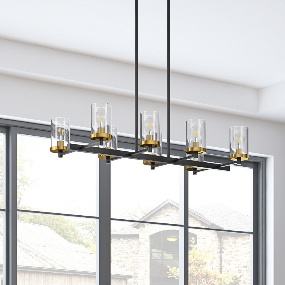 Rustic Farmhouse Matte Black 8-Light Kitchen Island Chandelier