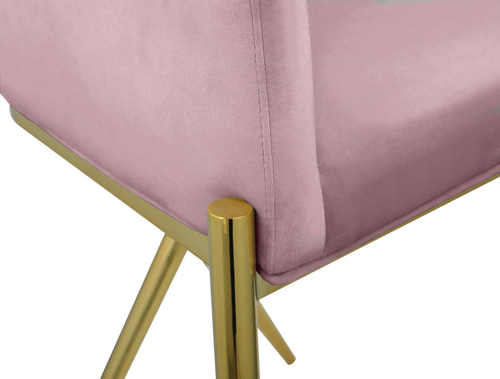 Xavier Velvet Upholstered Counter Height Stool, Pink, Gold Finish
