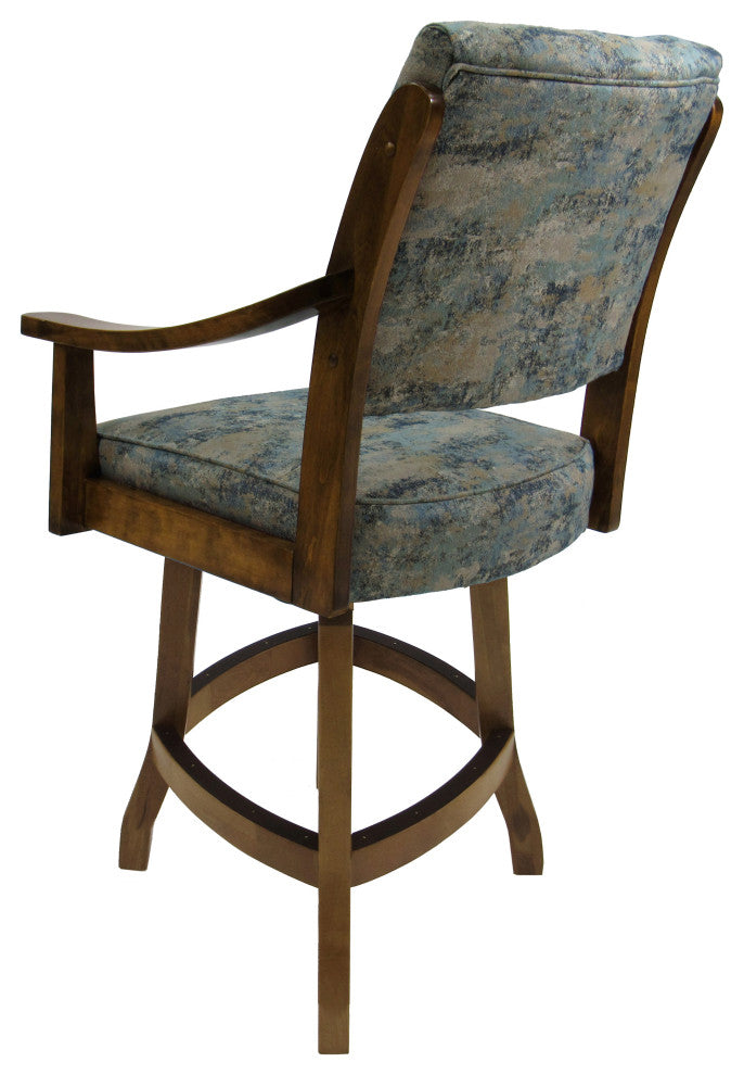 Swivel Counter Wood Bar Stool Casa on S-Base, Poet Sky and Light Oak, 26"