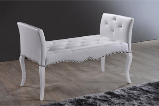Kristy Modern White Faux Leather Classic Seating Bench
