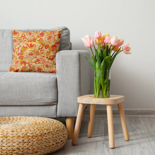 Big Flowers Decorative Throw Pillow, Mustard, 20"x20"
