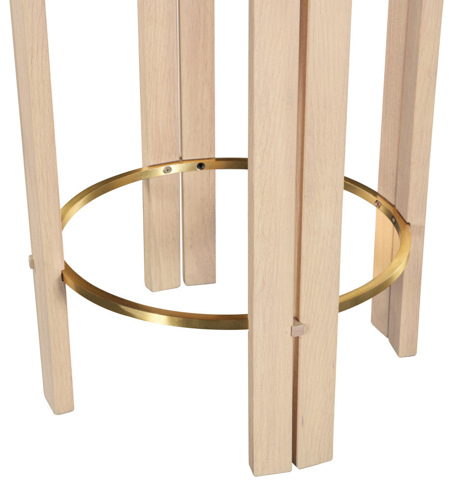 Harrison Upholstered Counter Stool, Black, Natural Finish