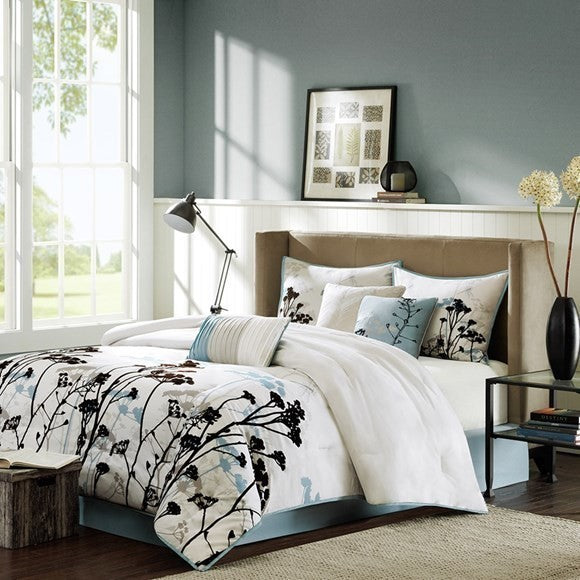 Madison Park Matilda 7 Piece Comforter Set in Blue
